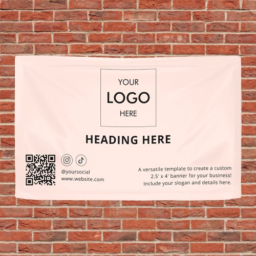 Business Social Media QR Code  Advertising Blush Banner