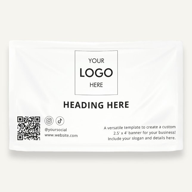 Business Social Media QR Code  Advertising White Banner (Creator Uploaded)