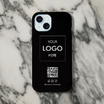 Business Social Media QR Code Black iPhone 15 Case<br><div class="desc">Elevate your business branding with our custom iPhone case! Designed to make your brand stand out, this case features your logo prominently displayed. Below the logo, we've added a convenient QR code for easy access to your website or promotions. Plus, there's space for three social media icons and your username...</div>