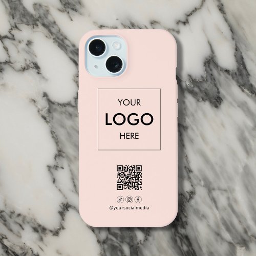 Business Social Media QR Code Blush iPhone 15 Case