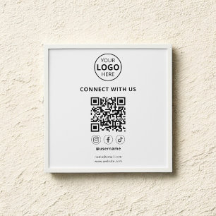 Business Social Media QR Code White Photo Tiles