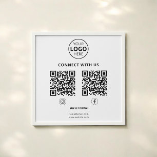 Business Social Media QR Code White Photo Tiles