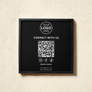 Business Social Media QR Code White Photo Tiles Peel And Stick Photo Tile