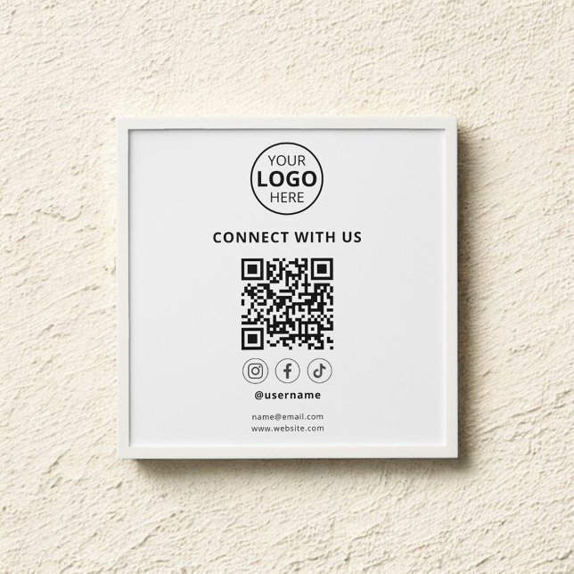 Business Social Media QR Code White Photo Tiles Peel And Stick Photo Tile (Creator Uploaded)