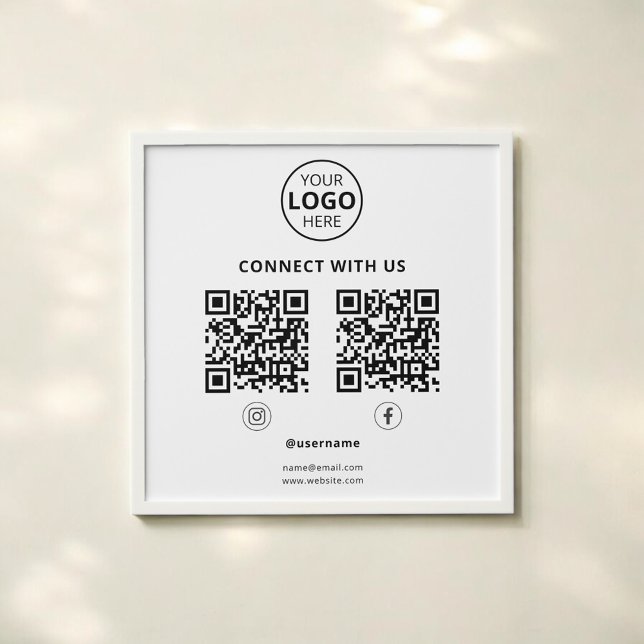 Business Social Media QR Code White Photo Tiles Peel And Stick Photo Tile (Creator Uploaded)