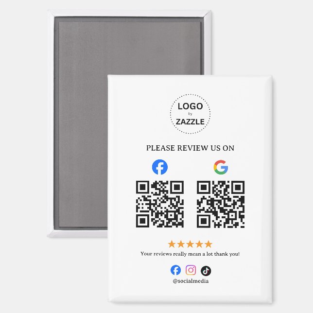 Business Social Review with Qr Code Magnet (Front/Back)