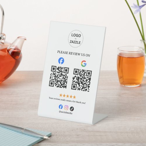 Business Social Review with Qr Code Pedestal Sign