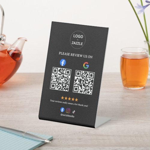 Business Social Review with Qr Code Pedestal Sign