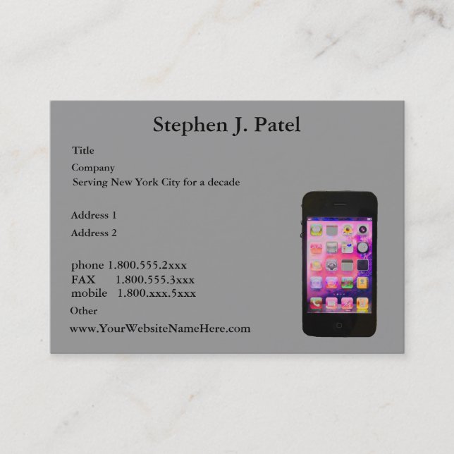 Business Specialist Smart Phone Business Card (Front)