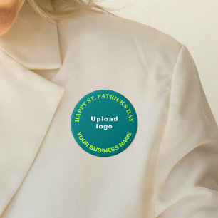 Business St. Patrick Greeting on Teal Green Round Button
