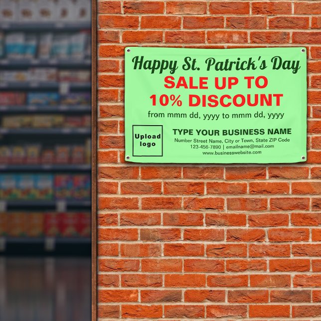 Business St. Patrick Sale on Light Green Rectangle Banner (Attract more customers. Business Saint Patrick sale on light green rectangle banner.)
