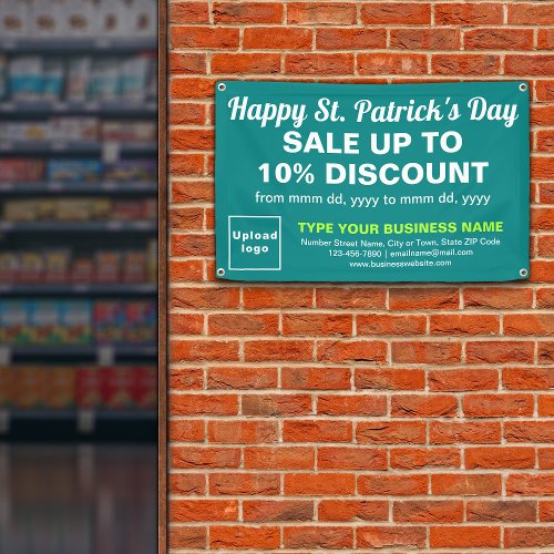 Business St Patrick Sale on Teal Green Rectangle Banner