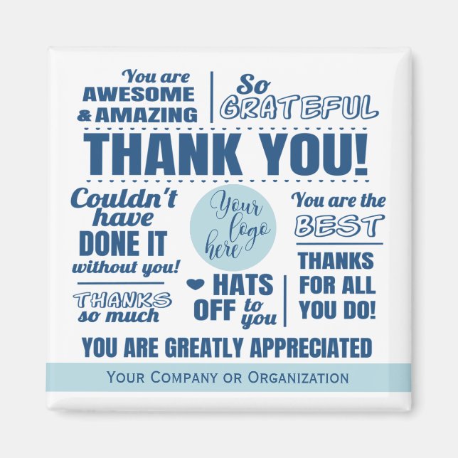 Business Staff Thank You Appreciation Blue Magnet (Front)