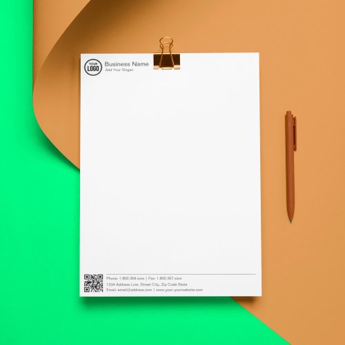Business Stationary Template With Logo And QR Code Letterhead