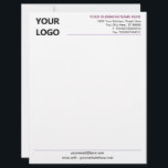 Business Stationery Branded Letterhead Example<br><div class="desc">Custom Colors and Fonts - Design Your Own Simple Personalized Branded Business Office Letterhead Example with Logo / Branding Stationery Office Supplies - Add Your Logo - Image - Photo or QR Code / and Name - Company / Address - Contact Information / more - Resize and move or remove...</div>