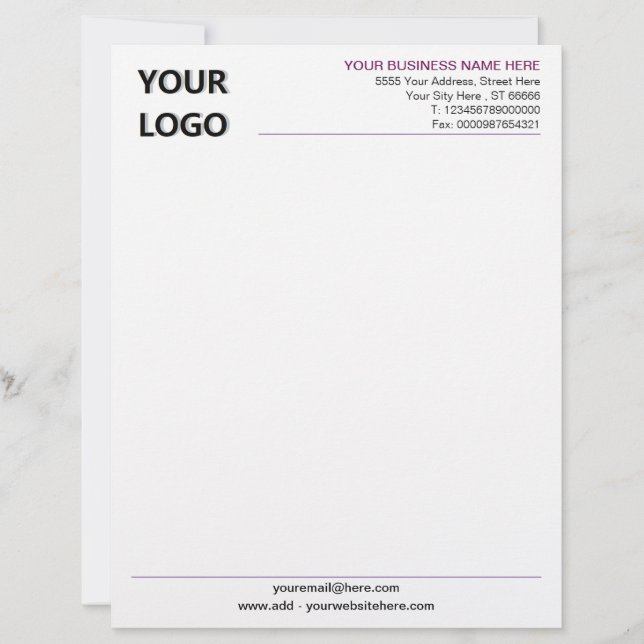 Business Stationery Branded Letterhead Example (Front)