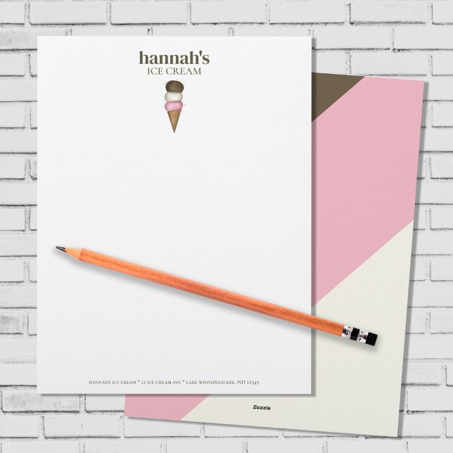 Business Stationery Ice Cream Custom  (Hannah's Ice Cream custom stationery template. )