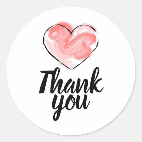 business stickers thank you with red heart classic round