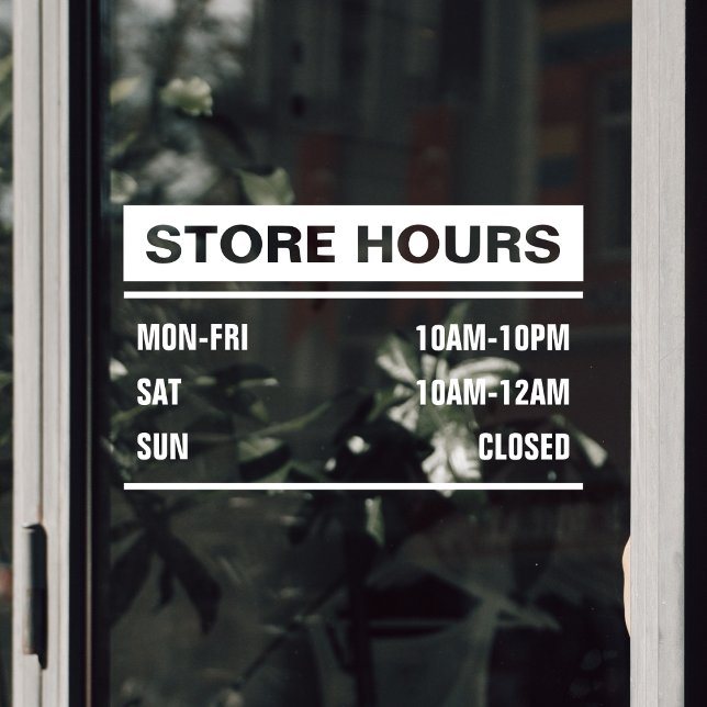 Business Store Shop Hours of Operation Window Cling (Business Store Shop Hours of Operation Window Cling)