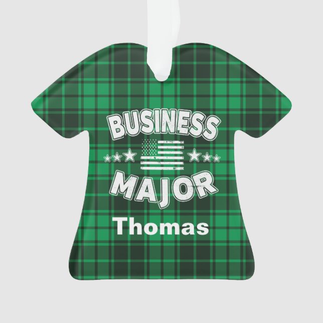 Business Student No Sleep Money Green Plaid Ornament (Front)