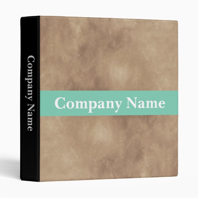 Business stylish beige texture customisable logo 3 ring binder (Front/Spine)