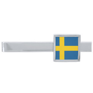 Business Sweden & Swedish Flag fashion / sports Si Silver Finish Tie Bar