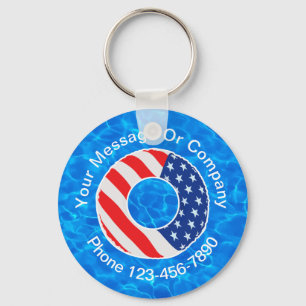 Business Swimming Pool Theme Message Keychains