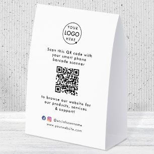 Business Table Tent   QR Display Tabletop Sign