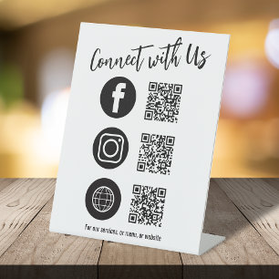 Business Tabletop QR Code Simple Social Media Pedestal Sign
