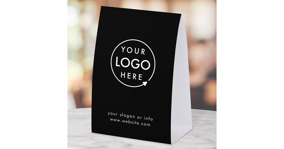 Tabletop Info Sign Example Business Tabletop Sign | Black Logo Pedestal Sign | Zazzle