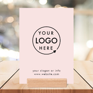 Business Tabletop Sign Branded Wood Block Stand