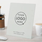 Business Tabletop Sign | Gray Logo Pedestal Sign