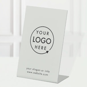 Business Tabletop Sign Gray Logo Pedestal Sign
