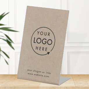 Business Tabletop Sign   Rustic Kraft Pedestal