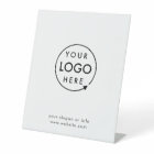 Business Tabletop Sign | White Logo Pedestal Sign