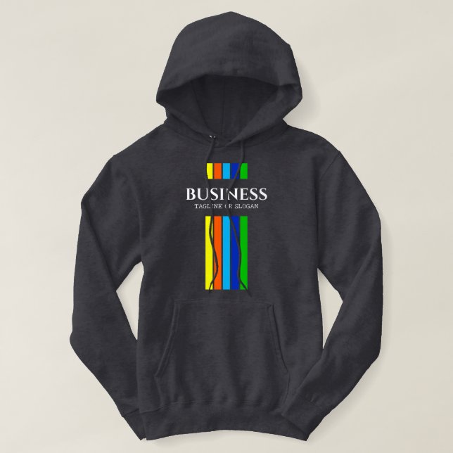Business Tagline Modern Vertical Stripes  Hoodie (Design Front)