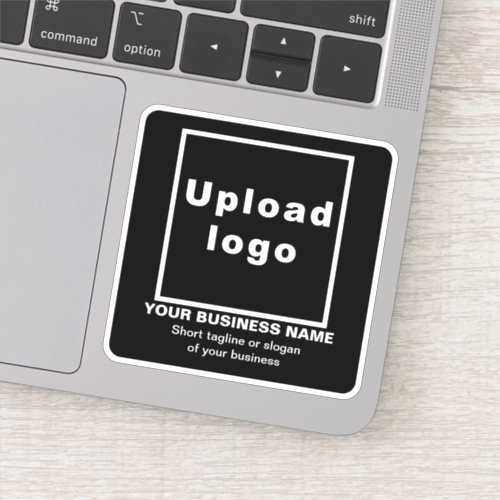 Business Tagline on Black Square Vinyl Sticker