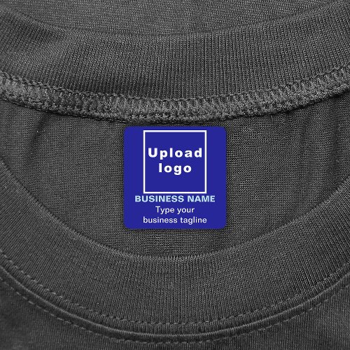 Business Tagline on Blue Square Iron On Label