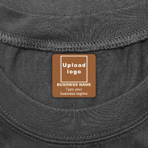 Business Tagline on Brown Square Iron On Label