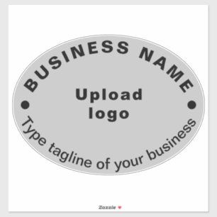 Business Tagline on Gray Large Oval Shape Vinyl Sticker