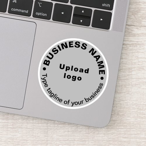Business Tagline on Gray Round Vinyl Sticker