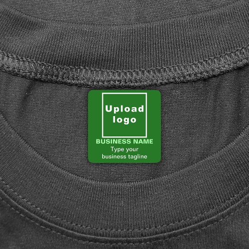 Business Tagline on Green Square Iron On Label