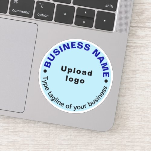 Business Tagline on Light Blue Round Vinyl Sticker