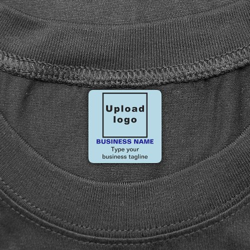 Business Tagline on Light Blue Square Iron On Labels