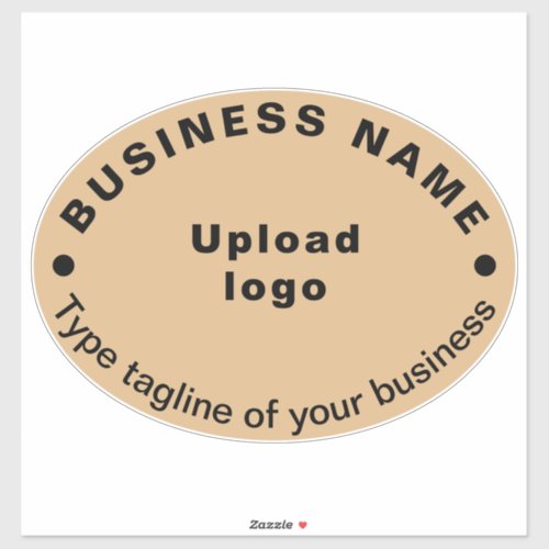 Business Tagline on Light Brown Large Oval Vinyl Sticker