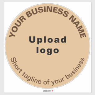 Business Tagline on Light Brown Large Round Vinyl Sticker