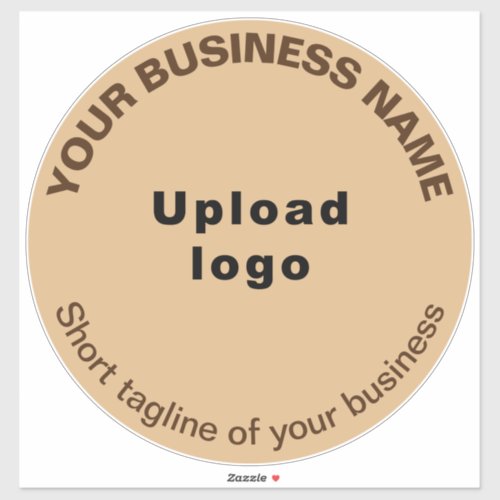 Business Tagline on Light Brown Large Round Vinyl Sticker