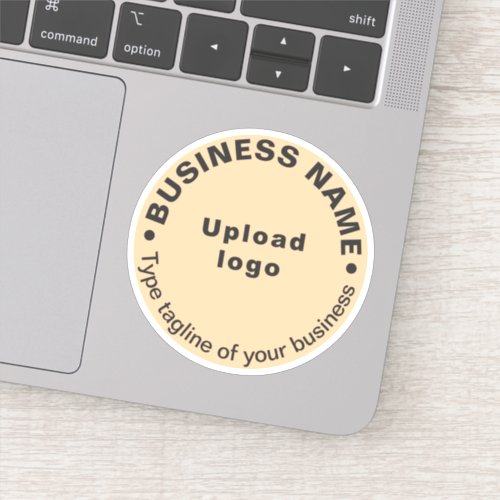 Business Tagline on Light Brown Round Vinyl Sticker