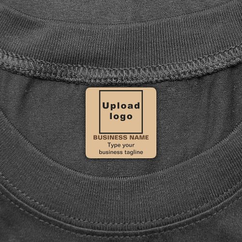 Business Tagline on Light Brown Square Iron On Labels