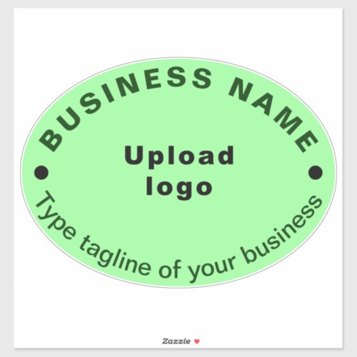 Business Tagline on Light Green Large Oval Vinyl Sticker